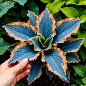 Хоста Океан Вью купить по цене от 960р. в интернет-магазине «Посадика» с доставкой почтой в в Среднеуральске и по всей России – [изображение №1].